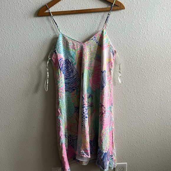 Lilly Pulitzer Clara Multi Roar of The Seas Asymmetric Hem Slip Dress Size S - Picture 8 of 12